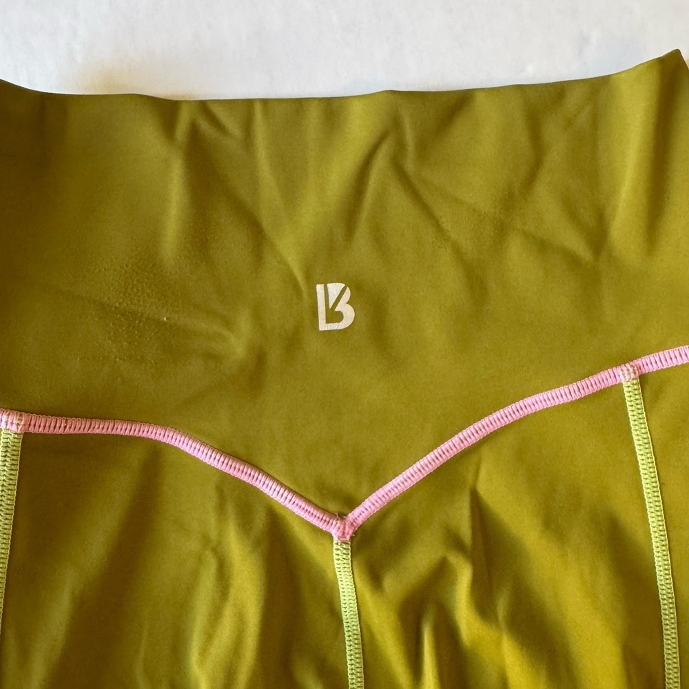 Buffbunny Collection Leggings Women's Small Olive Green Pink Contrast High Rise